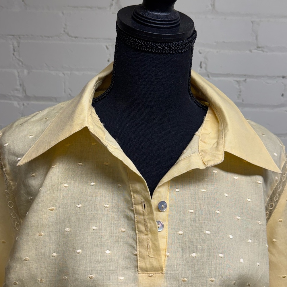 Jennifer Eden Yellow Long Sleeved Ramie Blouse, Size XL